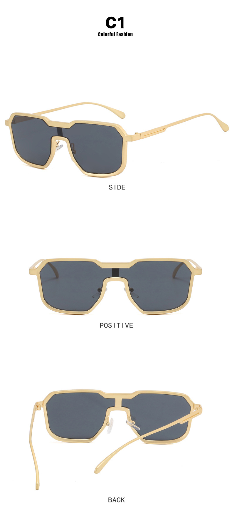 Wholesale Men Minimalist Punk Metal Square Sunglasses