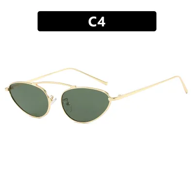 Women Fashion Cat Eye Metal Frame AC Lens Single Beam Sunglasses