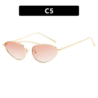 Women Fashion Cat Eye Metal Frame AC Lens Single Beam Sunglasses