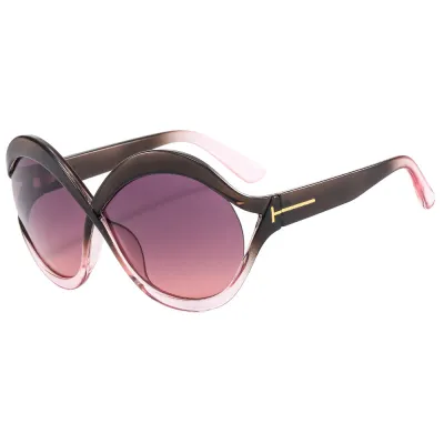 Women Fashion Round Cross-Frame Hollow PC Sunglasses
