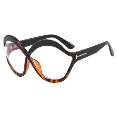 Women Fashion Round Cross-Frame Hollow PC Sunglasses