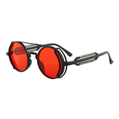 Women Fashion Punk Style Round Hollow Frame Sunglasses