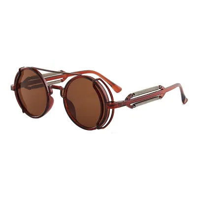 Women Fashion Punk Style Round Hollow Frame Sunglasses