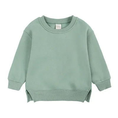 Boys And Girls Sweater Coat Round Neck Small And Medium Children'S Pullover Solid Color Sweatshirt Custom