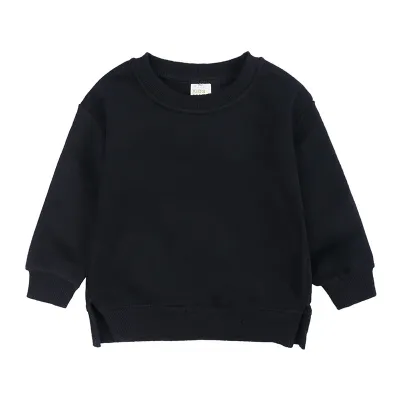 Boys And Girls Sweater Coat Round Neck Small And Medium Children'S Pullover Solid Color Sweatshirt Custom