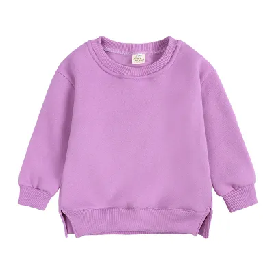 Boys And Girls Sweater Coat Round Neck Small And Medium Children'S Pullover Solid Color Sweatshirt Custom