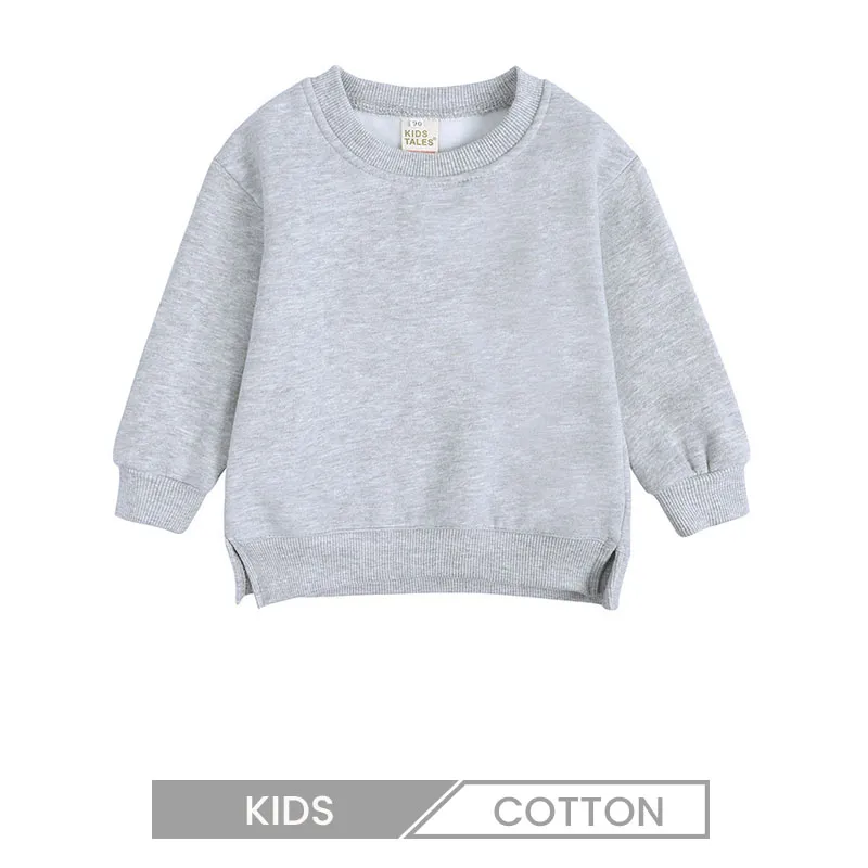 Boys And Girls Sweater Coat Round Neck Small And Medium Children'S Pullover Solid Color Sweatshirt Custom