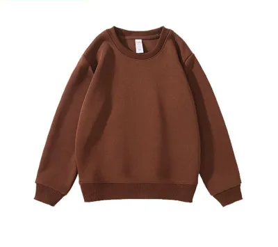 Custom Logo Kid Casual Solid Color Fleece Crewneck Sweatshirt
