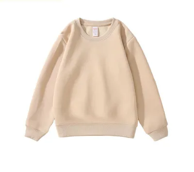 Custom Logo Kid Casual Solid Color Fleece Crewneck Sweatshirt