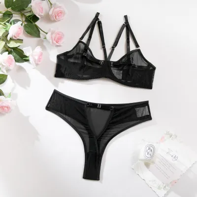 Women Sexy Mesh Hollow Lingerie Set
