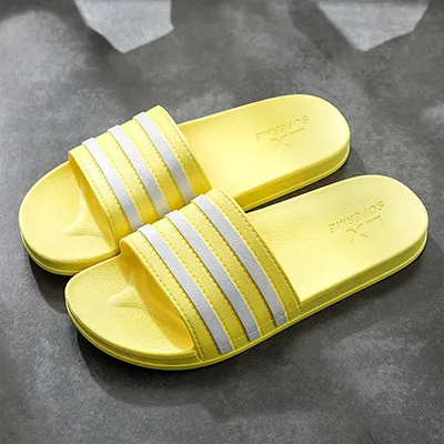 Unisex Couples Striped PVC Flat Slippers S-5XL
