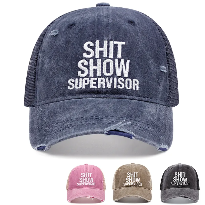 Neutral Fashion Simple Washed Hole Letter Embroidered Sunshade Cotton Cap