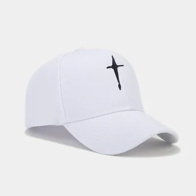 Simple Fashion Unisex Cross Embroidered Dome Sunshade Cap
