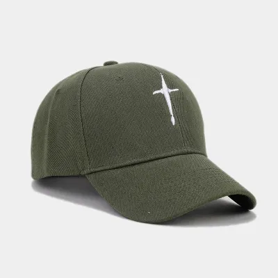 Simple Fashion Unisex Cross Embroidered Dome Sunshade Cap