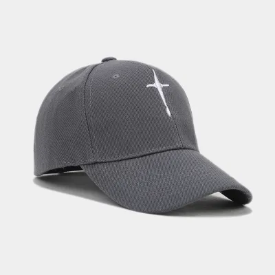 Simple Fashion Unisex Cross Embroidered Dome Sunshade Cap
