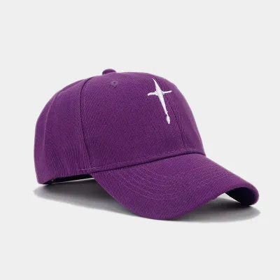 Simple Fashion Unisex Cross Embroidered Dome Sunshade Cap