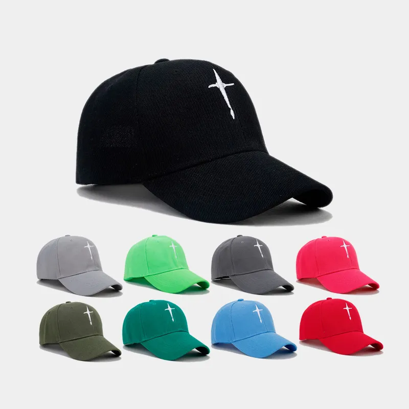 Simple Fashion Unisex Cross Embroidered Dome Sunshade Cap