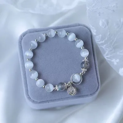 Women Fashion Cat Eye Crystal Beaded Bracelet