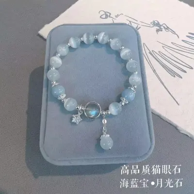 Women Fashion Cat Eye Crystal Beaded Bracelet