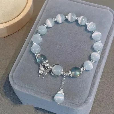Women Fashion Cat Eye Crystal Beaded Bracelet