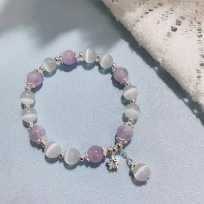 Women Fashion Cat Eye Crystal Beaded Bracelet