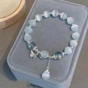 Women Fashion Cat Eye Crystal Beaded Bracelet