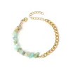 Green Snow Gravel Gold Cuban Chain Double Bracelet