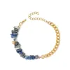Blue Gravel Gold Cuban Chain Double Bracelet