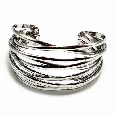 Women Fashion Simple Semi-Circular Hollow-Out C-Shaped Bangle Bracelet