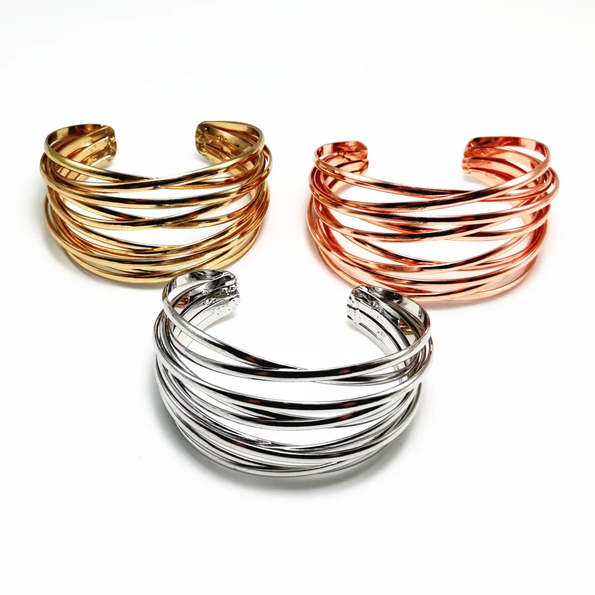 Women Fashion Simple Semi-Circular Hollow-Out C-Shaped Bangle Bracelet