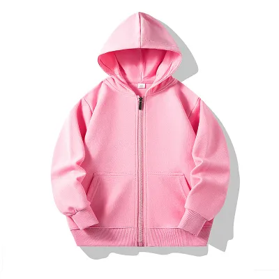 Spring And Autumn Zipper Kids Children Solid Color Hoodie Custom