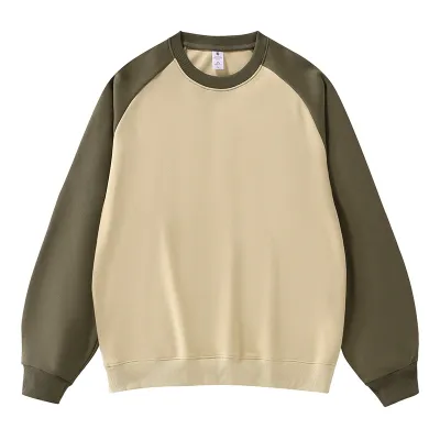 Women Loose Fit Raglan Sleeve Contrast Color Pullover Sweatshirt