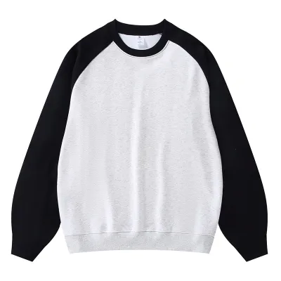 Women Loose Fit Raglan Sleeve Contrast Color Pullover Sweatshirt