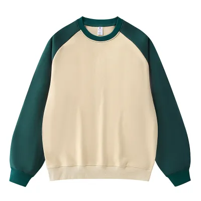 Women Loose Fit Raglan Sleeve Contrast Color Pullover Sweatshirt