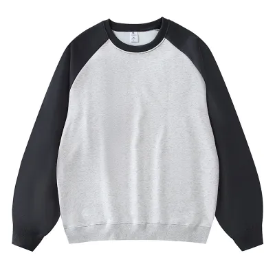 Women Loose Fit Raglan Sleeve Contrast Color Pullover Sweatshirt