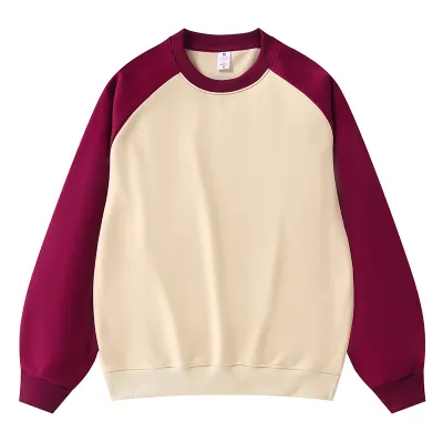 Women Loose Fit Raglan Sleeve Contrast Color Pullover Sweatshirt