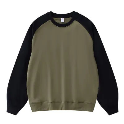Women Loose Fit Raglan Sleeve Contrast Color Pullover Sweatshirt
