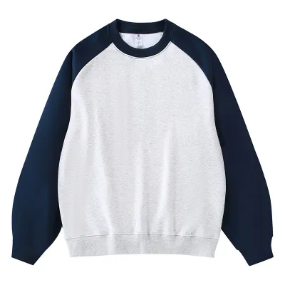 Women Loose Fit Raglan Sleeve Contrast Color Pullover Sweatshirt