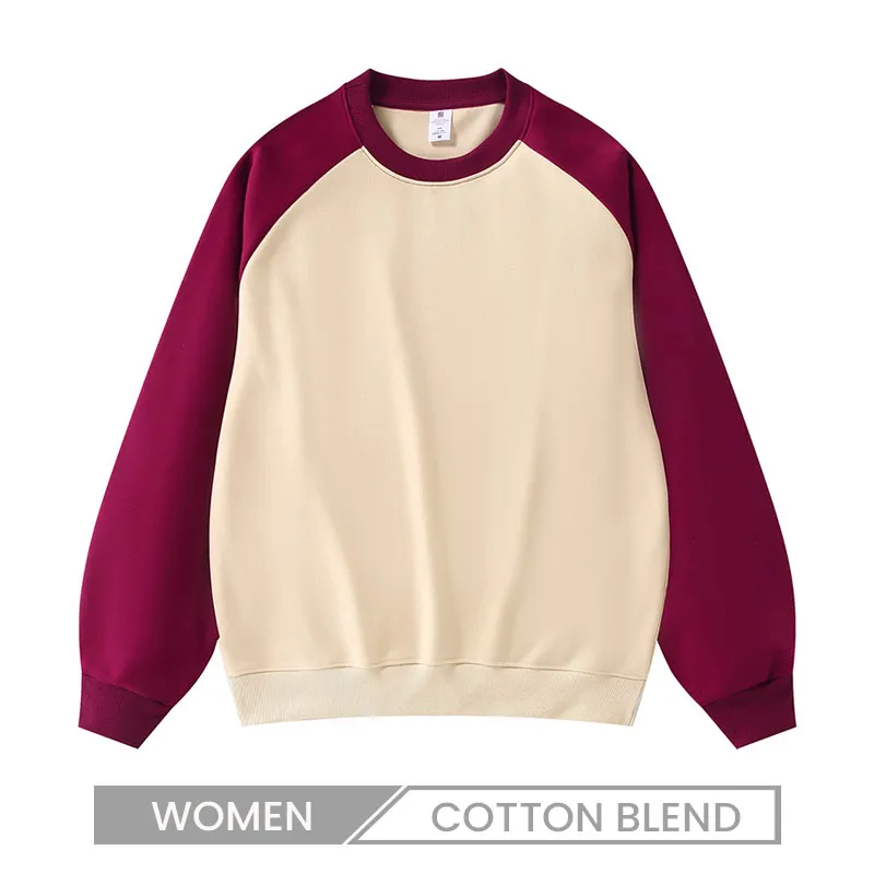 Women Loose Fit Raglan Sleeve Contrast Color Pullover Sweatshirt