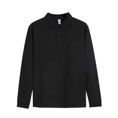 250g Fashion Basic Men Cotton Long Sleeve Solid Color Polo Shirt Custom