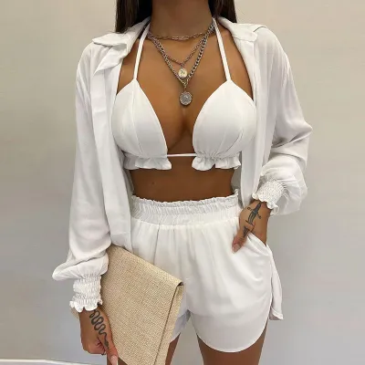 Women Floral Printing Shorts Set Street Hipster Style Polyester