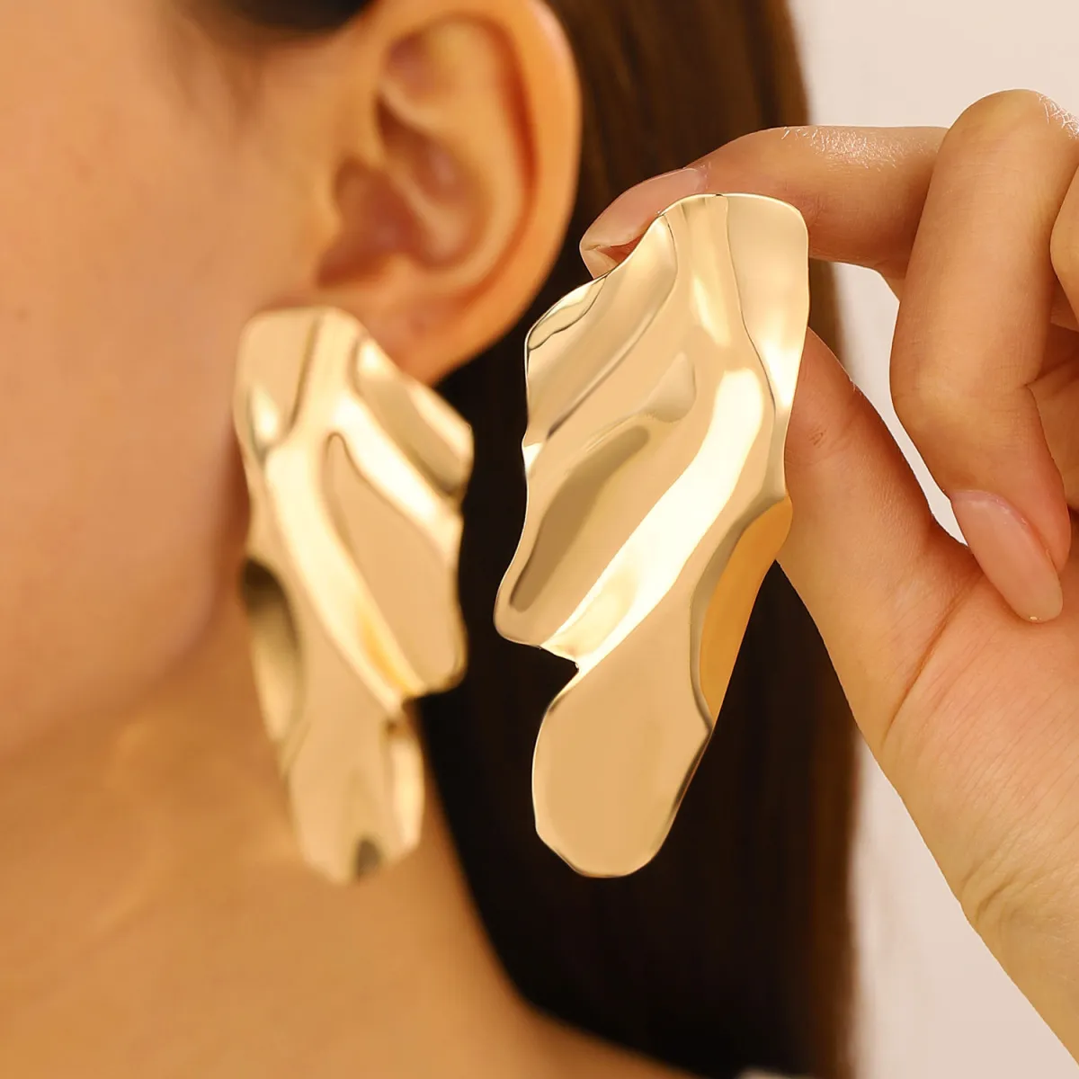 Fashion Irregular Metal Geometric Stud Earrings