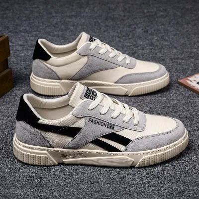 Men Casual Canvas Lace Up Sneakers Flat Thick Soled Round Toe