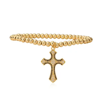 Women Fashion Simple Cross Adjustable Stretchable Zircon Bracelet
