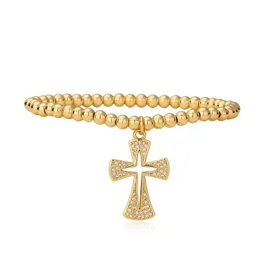 Women Fashion Simple Cross Adjustable Stretchable Zircon Bracelet