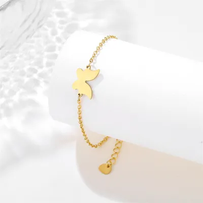 Women Fashion Heart Dolphin Butterfly Stainless Steel Bracelet