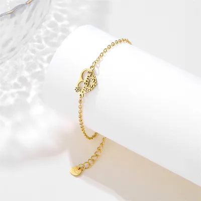 Women Fashion Heart Dolphin Butterfly Stainless Steel Bracelet