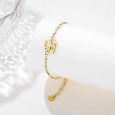 Women Fashion Heart Dolphin Butterfly Stainless Steel Bracelet