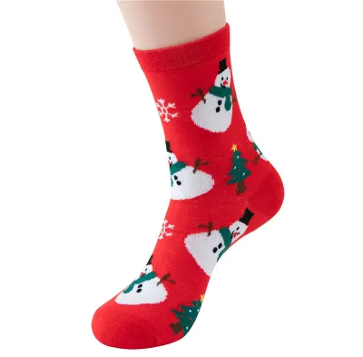 Women Cartoon Christmas Elk Snowman Cotton Socks