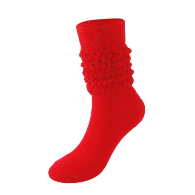 Women Fashion Simple Solid Color Knitted Thickening Long Tube Stockings